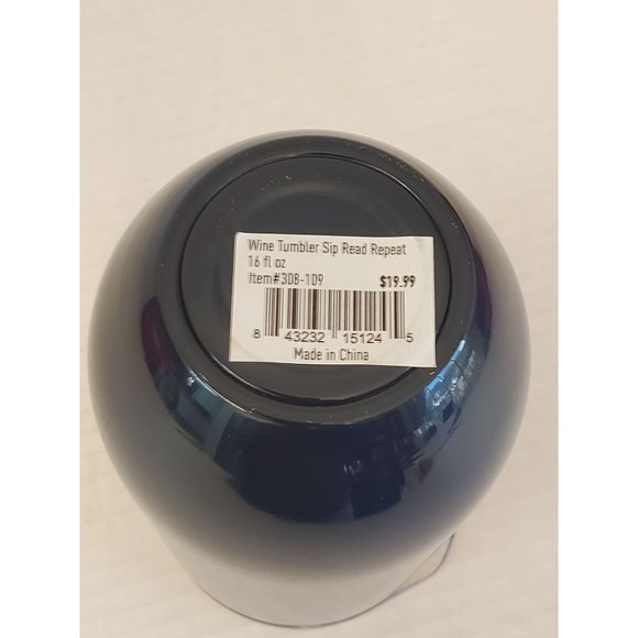 Wine Tumbler "Sip Read Repeat" 16oz Navy Blue - Picture 7 of 7